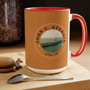 USS John C. Stennis United States Ships POD Two-Tone Coffee Mugs, 15oz