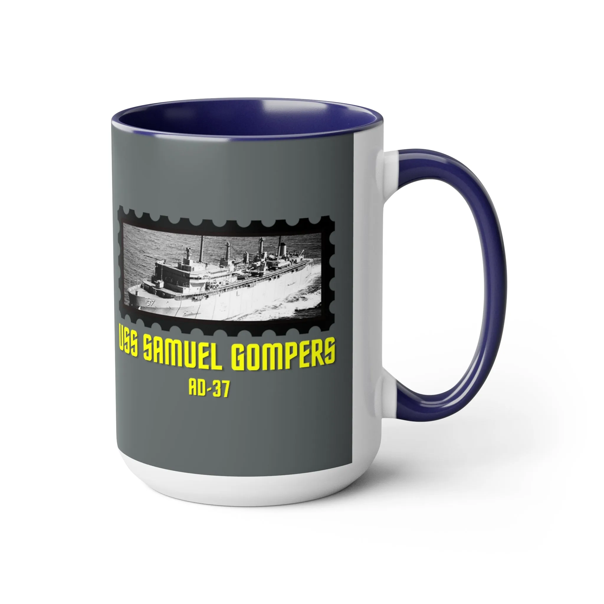 USS Samuel Gompers AD-37 United States Ship POD Two-Tone Coffee Mugs, 15oz