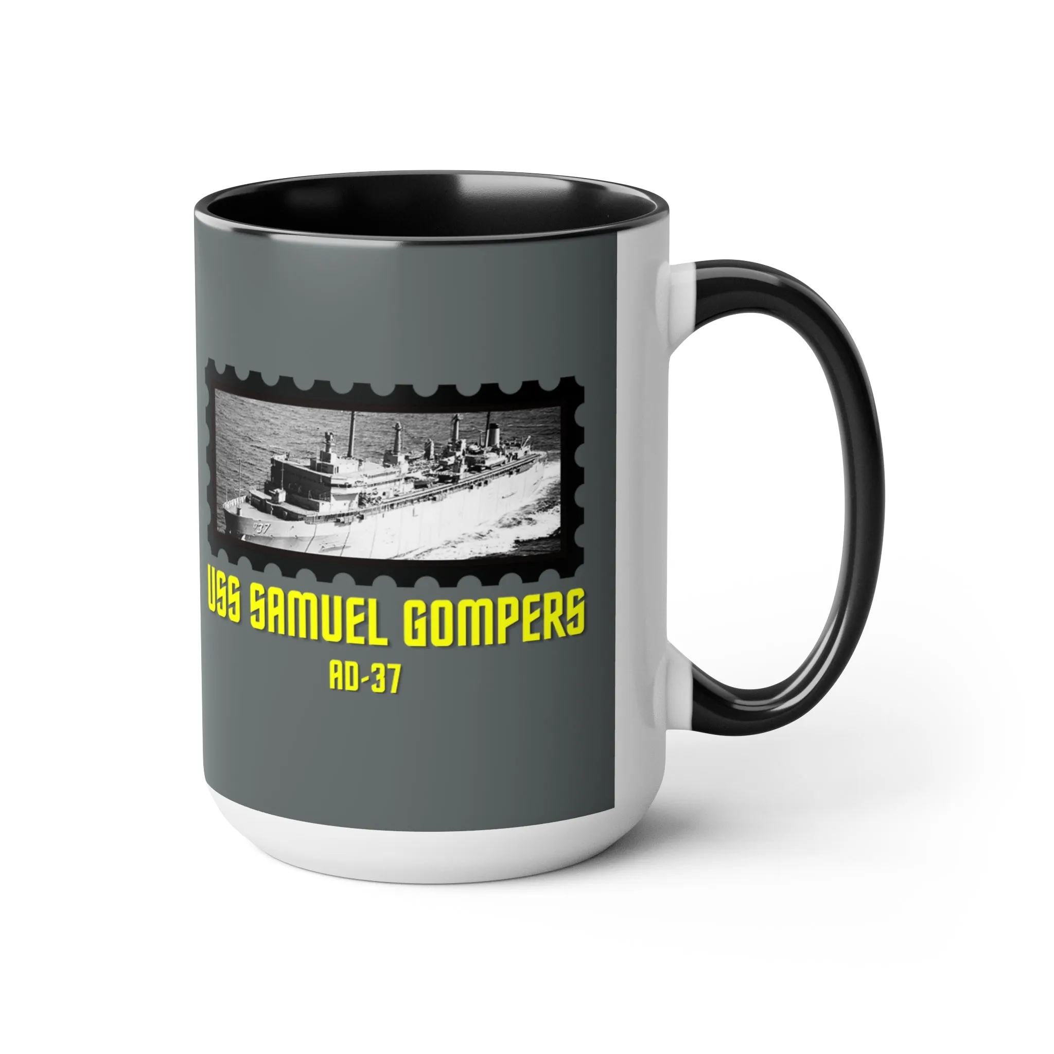 USS Samuel Gompers AD-37 United States Ship POD Two-Tone Coffee Mugs, 15oz