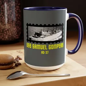 USS Samuel Gompers AD-37 United States Ship POD Two-Tone Coffee Mugs, 15oz