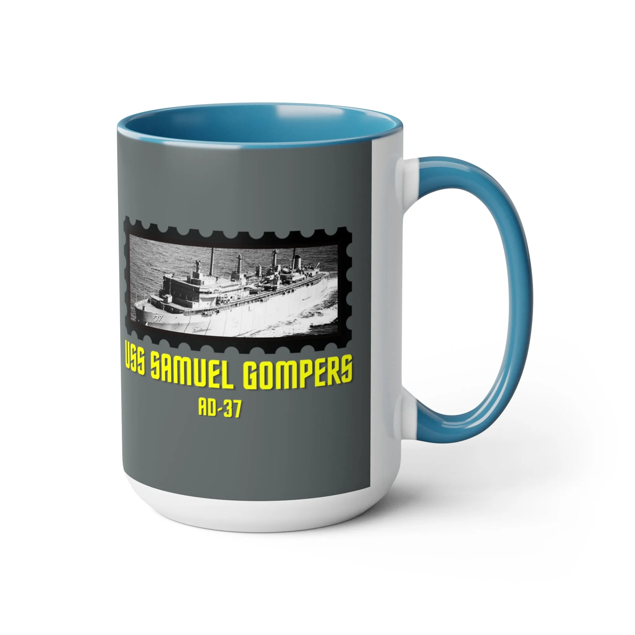 USS Samuel Gompers AD-37 United States Ship POD Two-Tone Coffee Mugs, 15oz