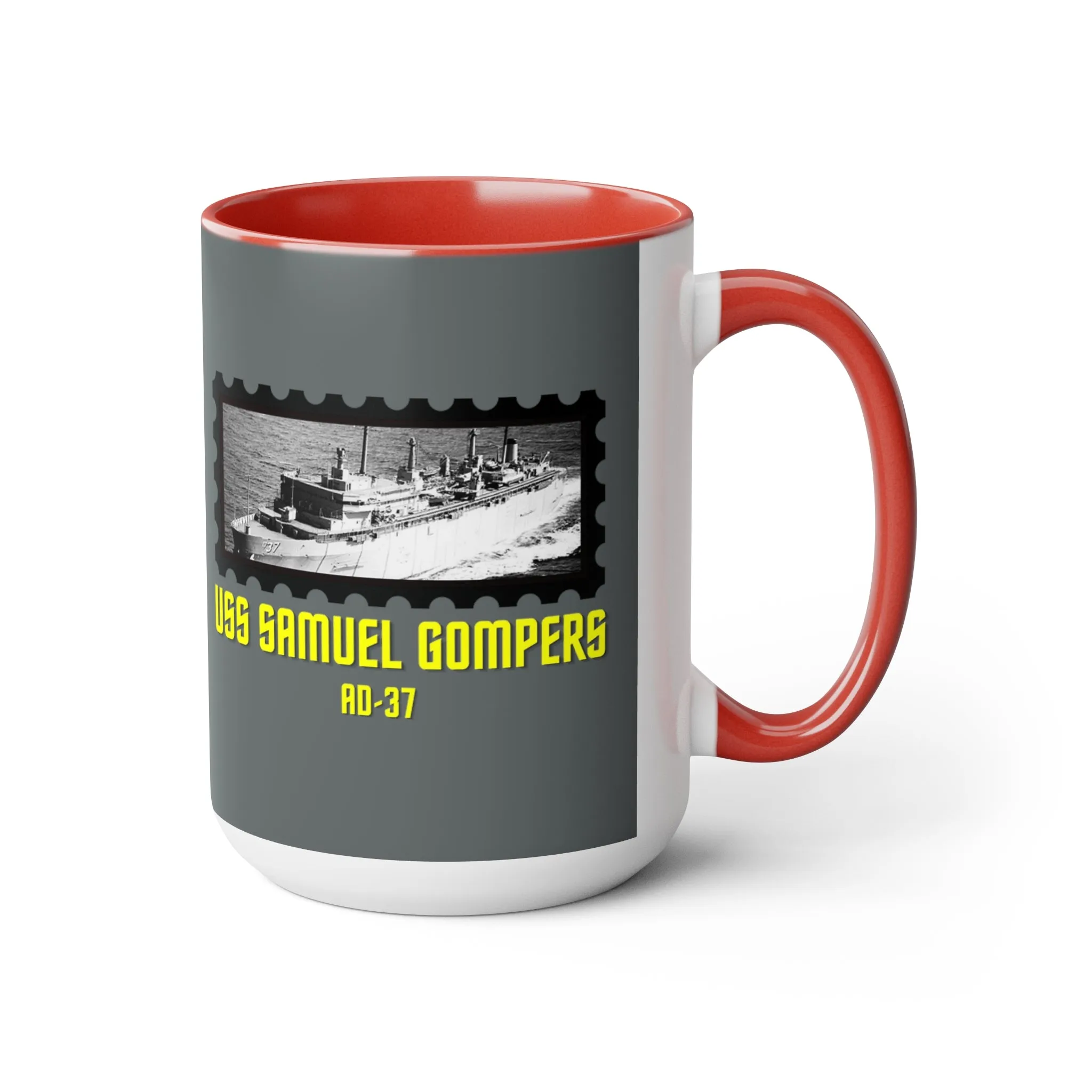 USS Samuel Gompers AD-37 United States Ship POD Two-Tone Coffee Mugs, 15oz