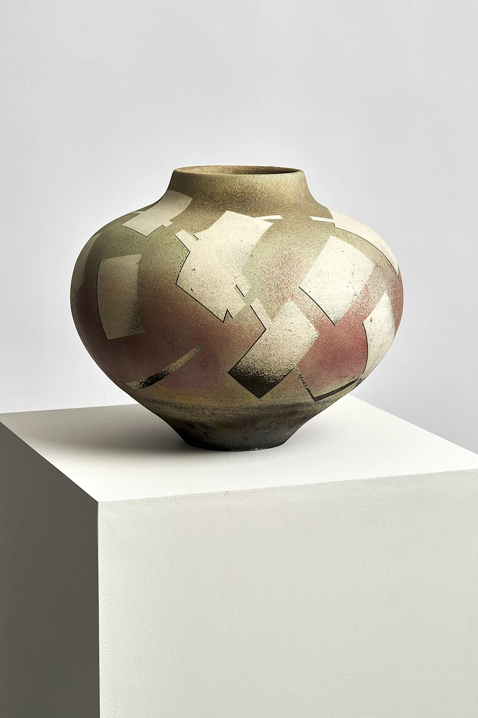 Vintage Graphic Pattern Studio Pottery Vase