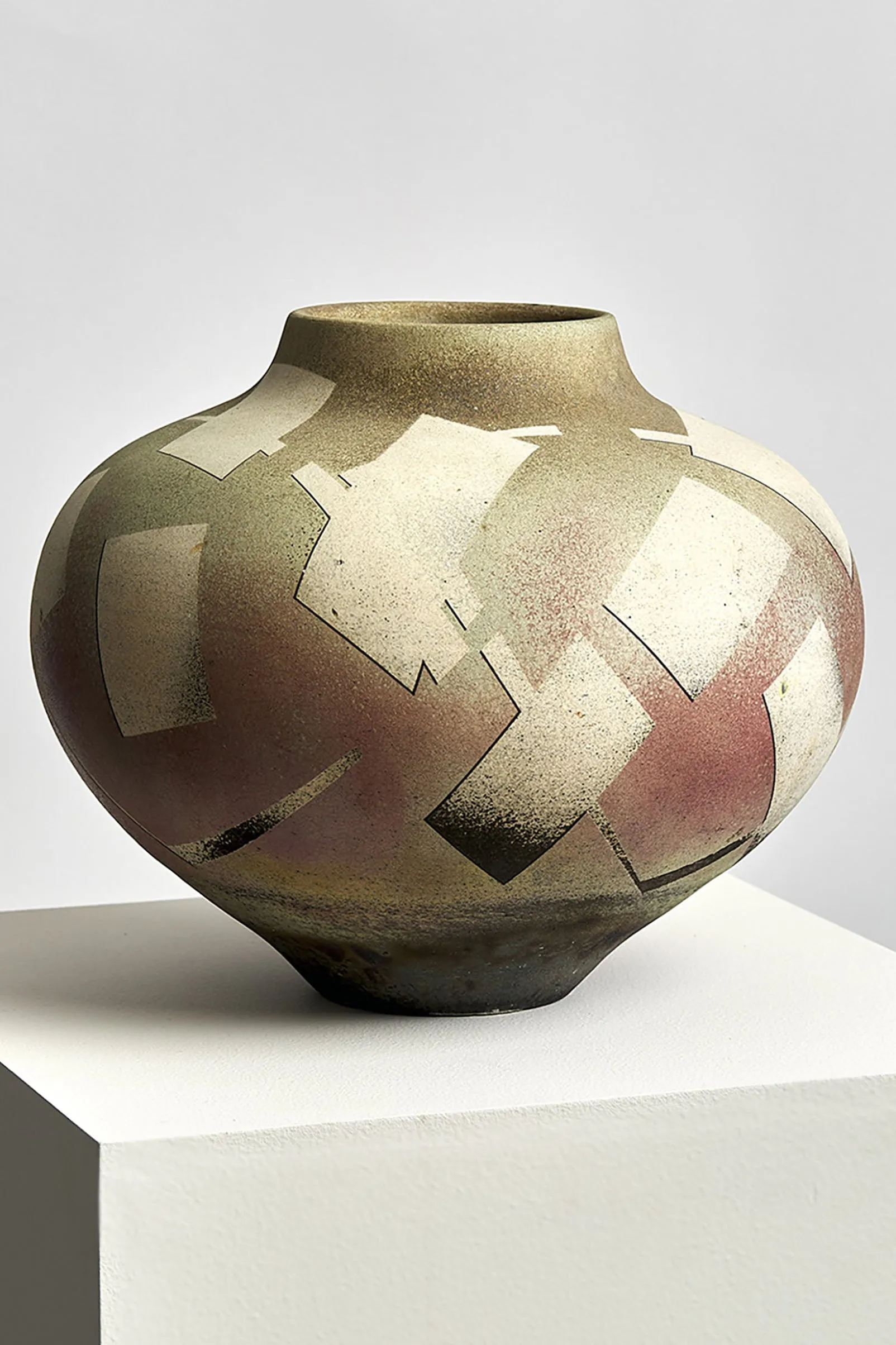 Vintage Graphic Pattern Studio Pottery Vase