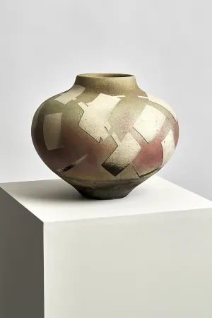 Vintage Graphic Pattern Studio Pottery Vase