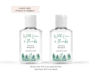 Wedding Sanitizer Labels Christmas Trees Evergreens Winter Wedding Favor 2oz Labels Bridal Shower Hand Sanitizer Labels - Set of 20 Labels