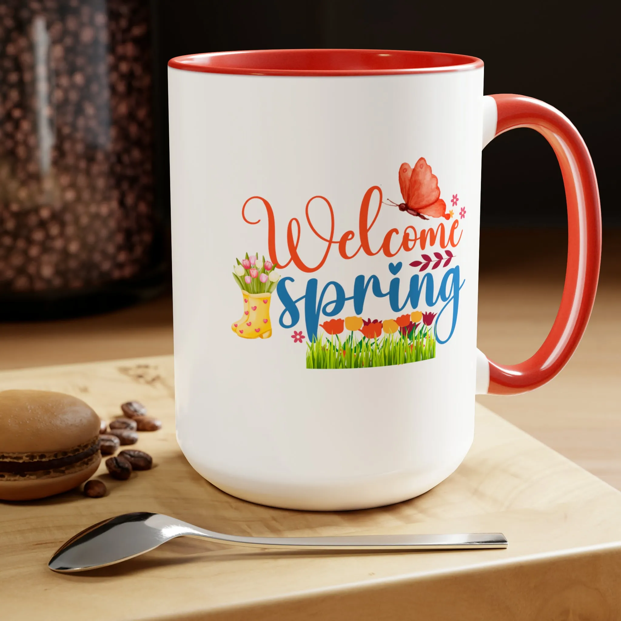 Welcome Spring two-Tone Coffee Mugs, 15oz