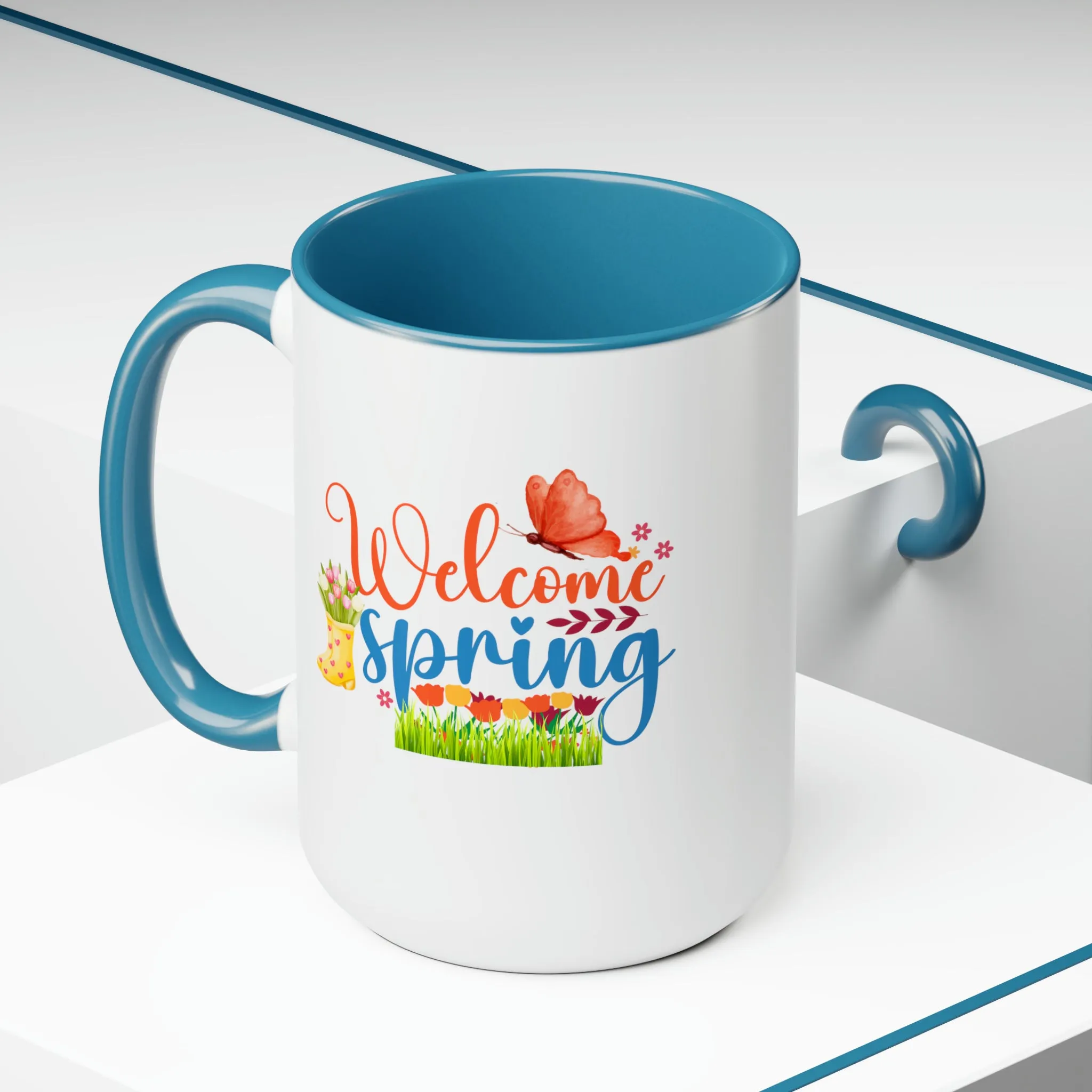 Welcome Spring two-Tone Coffee Mugs, 15oz