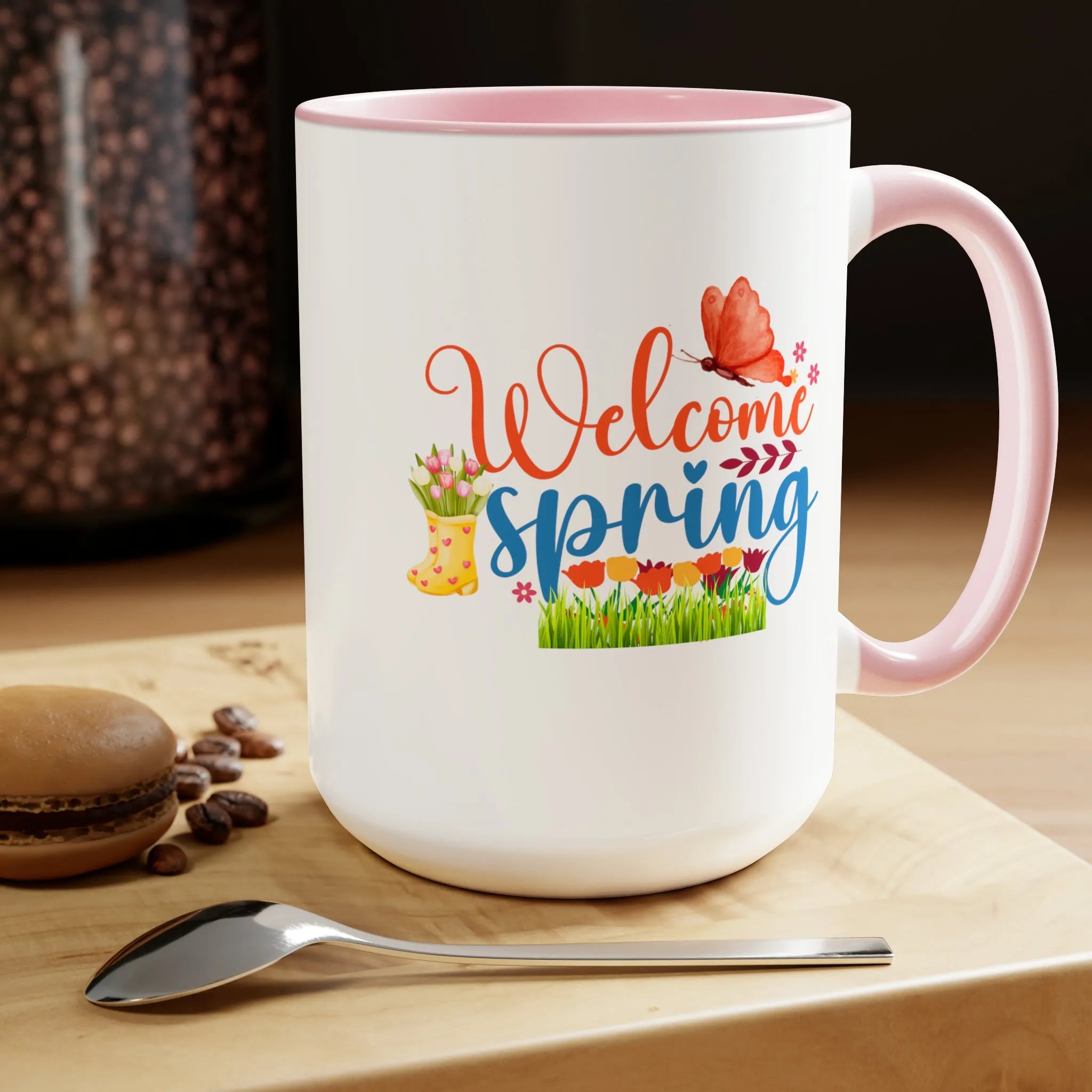 Welcome Spring two-Tone Coffee Mugs, 15oz