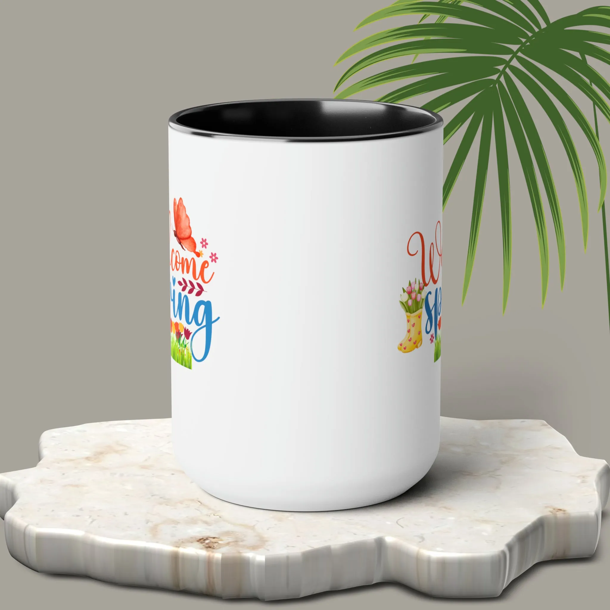Welcome Spring two-Tone Coffee Mugs, 15oz