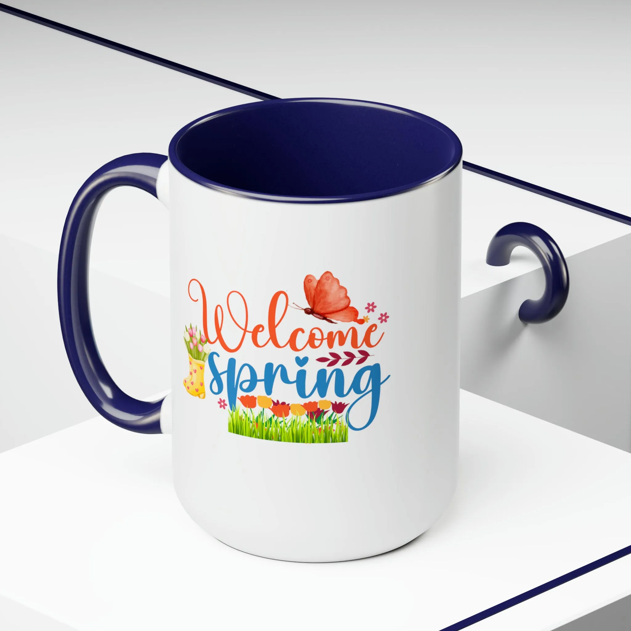 Welcome Spring two-Tone Coffee Mugs, 15oz