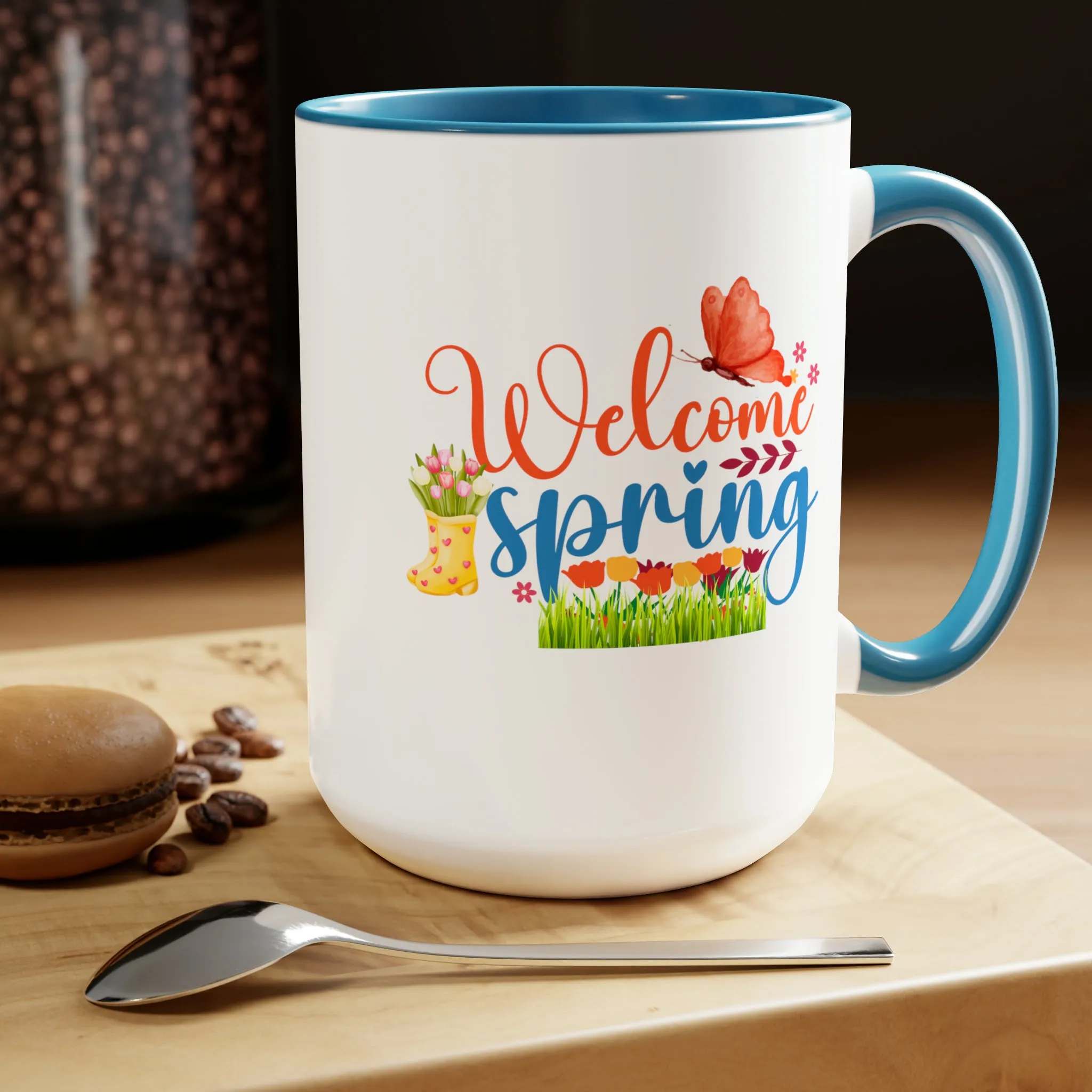 Welcome Spring two-Tone Coffee Mugs, 15oz