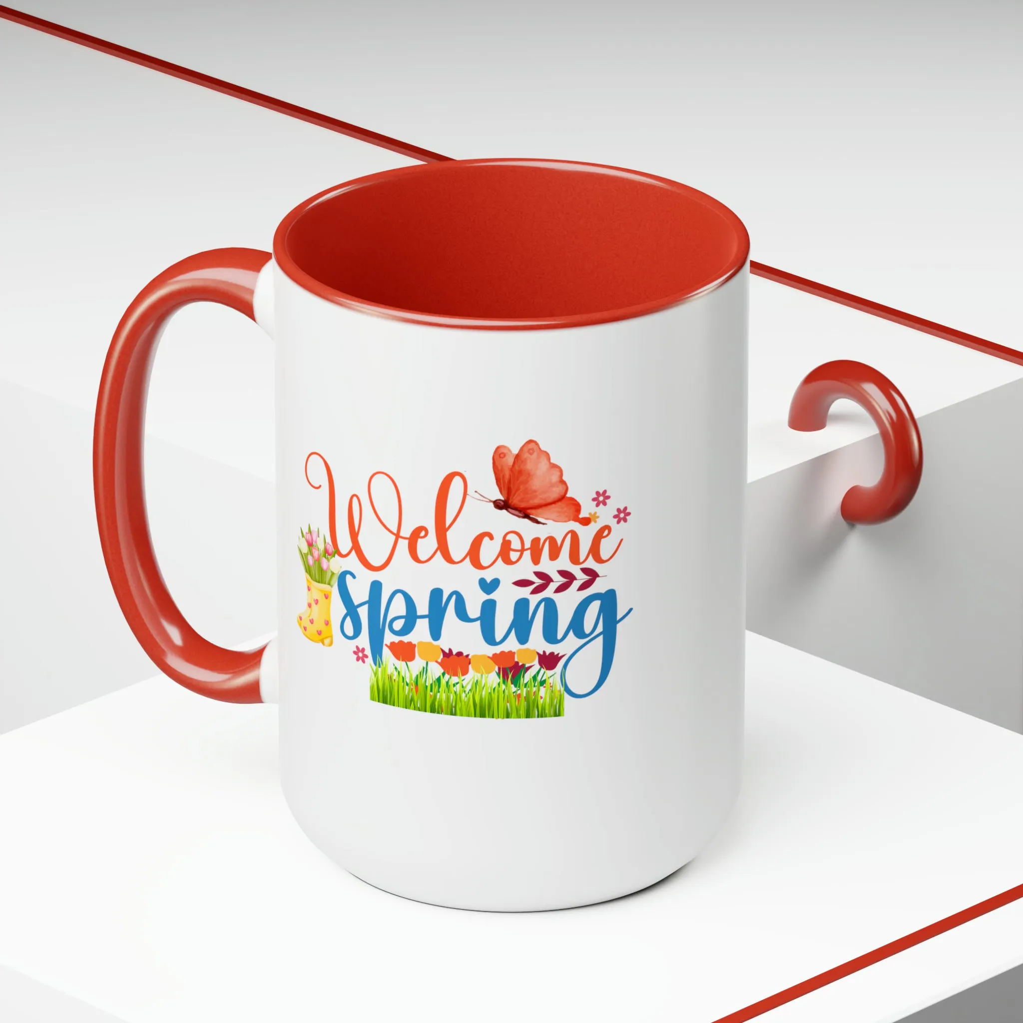 Welcome Spring two-Tone Coffee Mugs, 15oz
