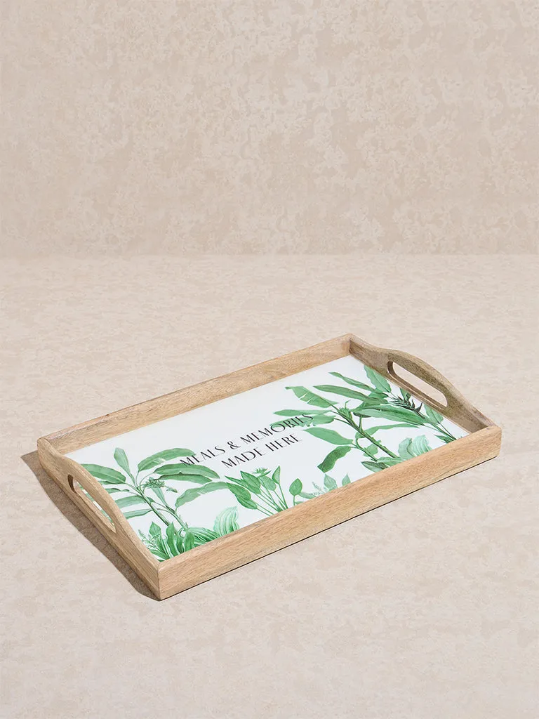 Westside Home Green Banana Leaf Patterned Serving Tray