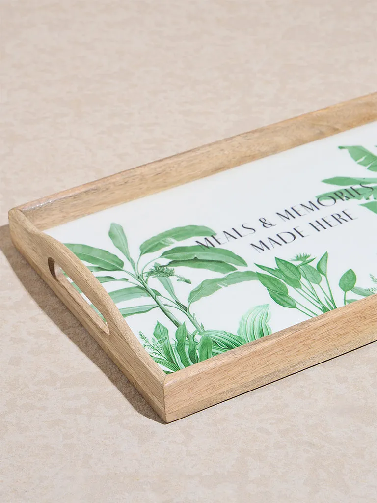 Westside Home Green Banana Leaf Patterned Serving Tray