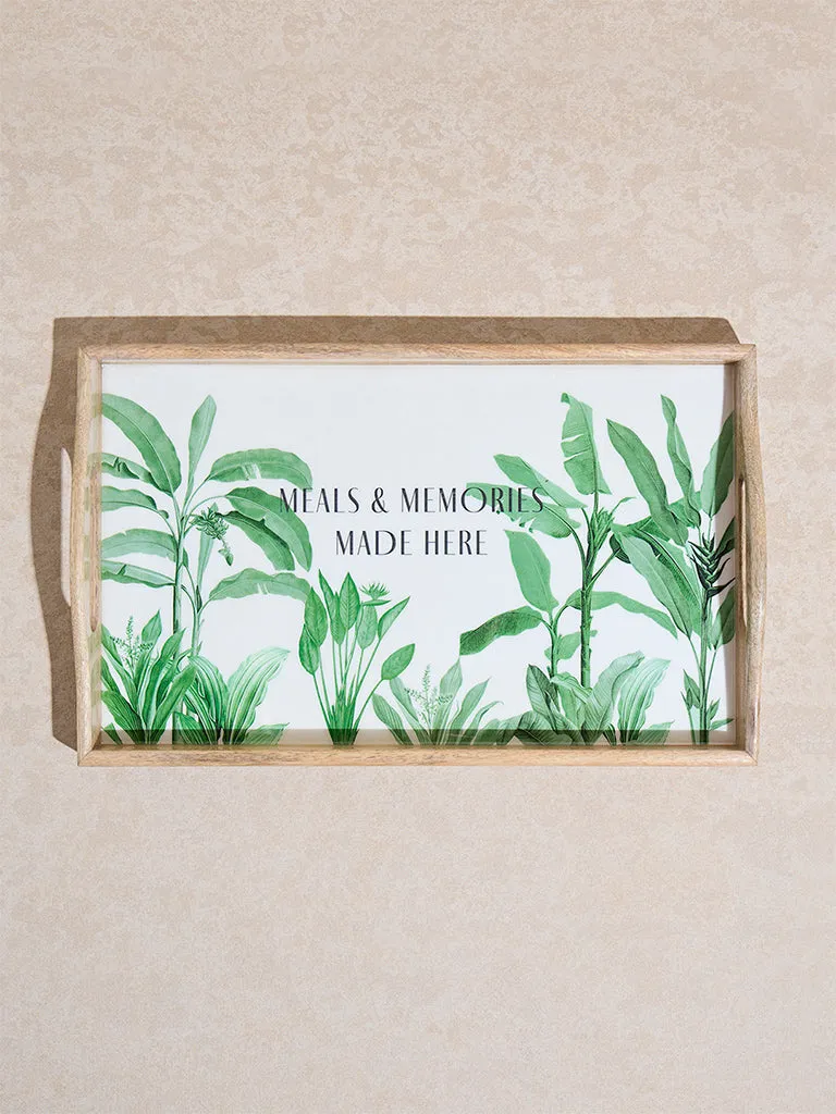 Westside Home Green Banana Leaf Patterned Serving Tray
