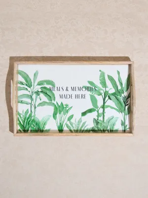 Westside Home Green Banana Leaf Patterned Serving Tray