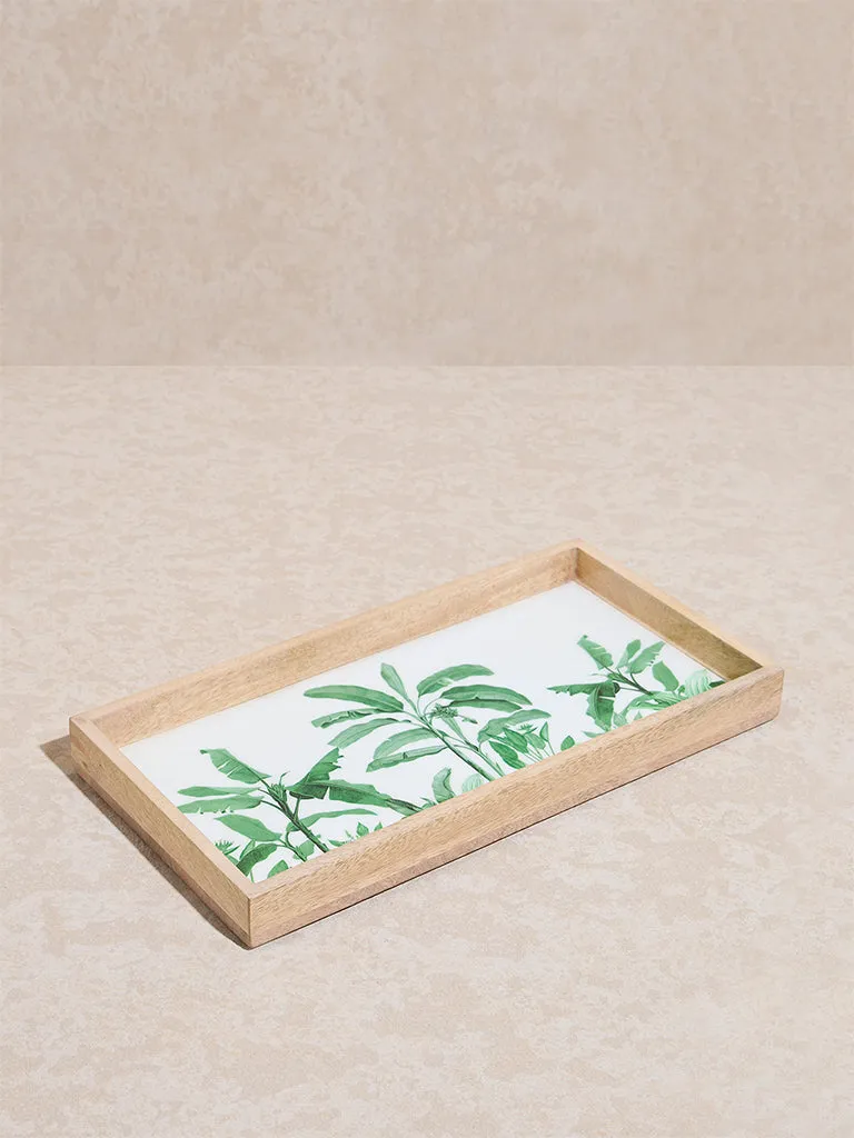 Westside Home Green Leaf Design Serving Tray