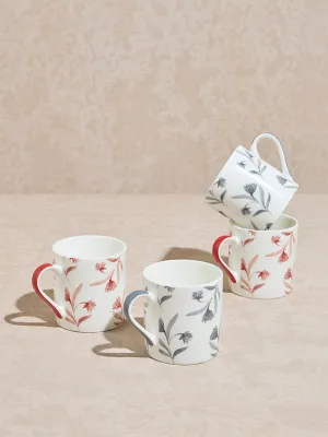 Westside Home Multicolour Floral Design Mugs (Set of 4)