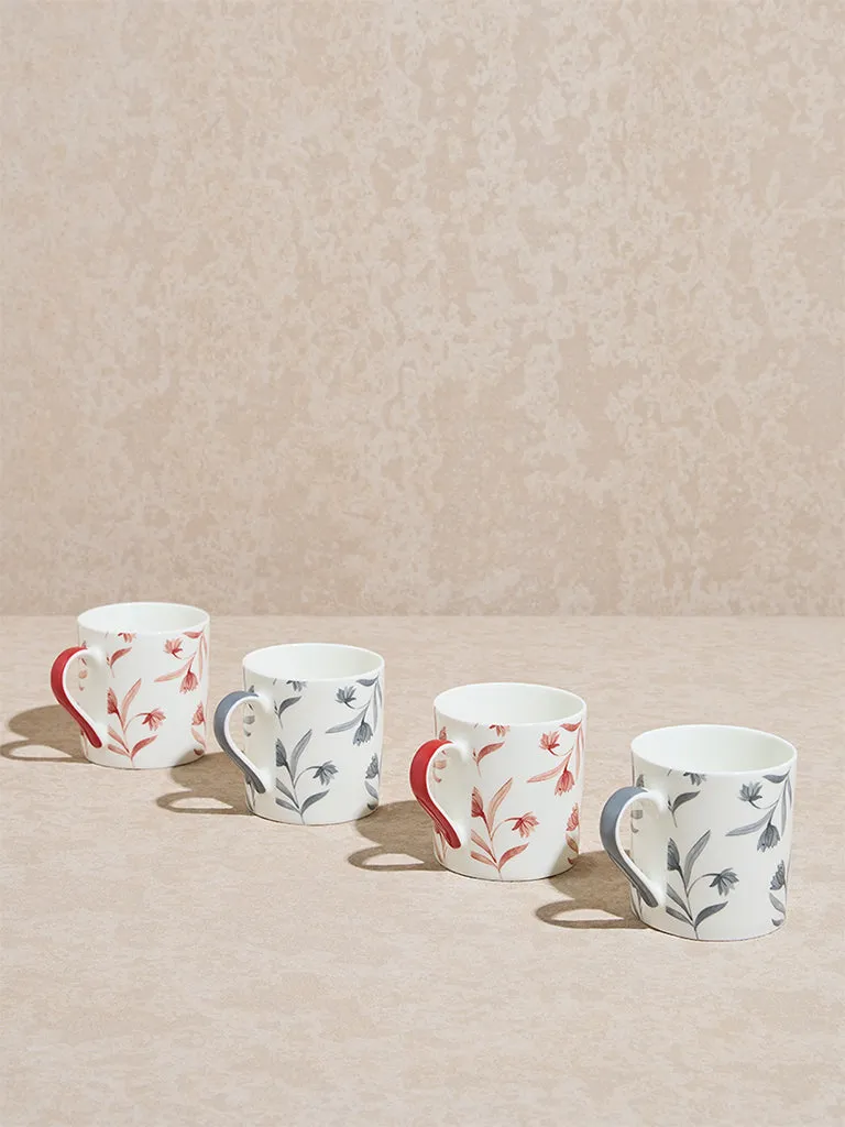 Westside Home Multicolour Floral Design Mugs (Set of 4)