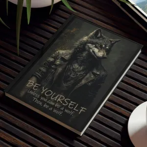 Wolf Inspirational Quotes - Be Yourself Unless You Can Be a Wolf - Then, Be a Wolf - Hard Backed Journal