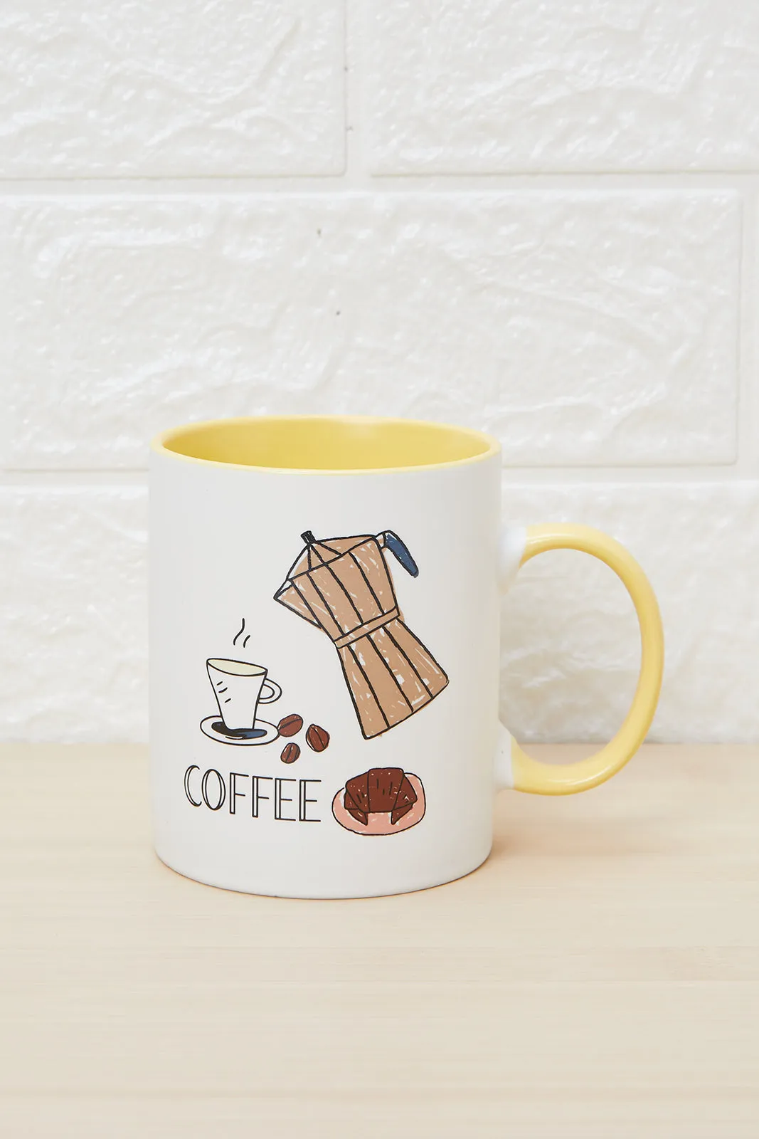 Yellow And White Coffee Mug