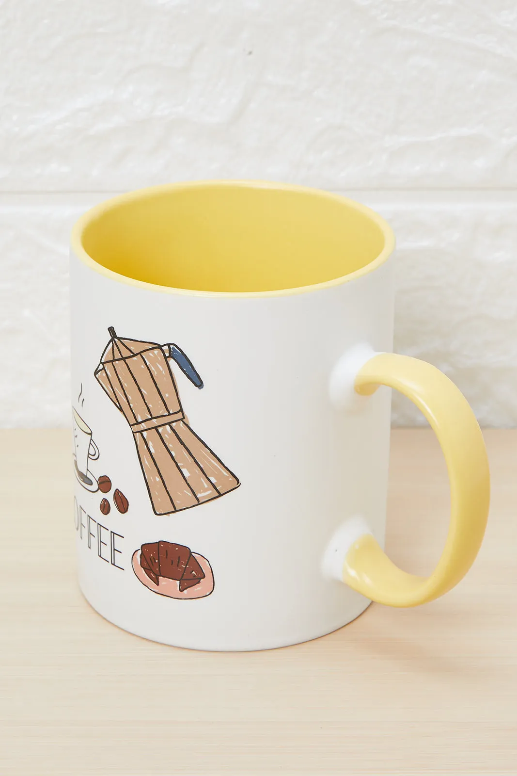 Yellow And White Coffee Mug